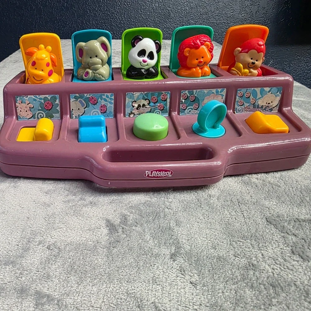 Vintage‎ Playskool Pop Up Pals Baby Toy 1995 Jungle Safari Animal Purple Base